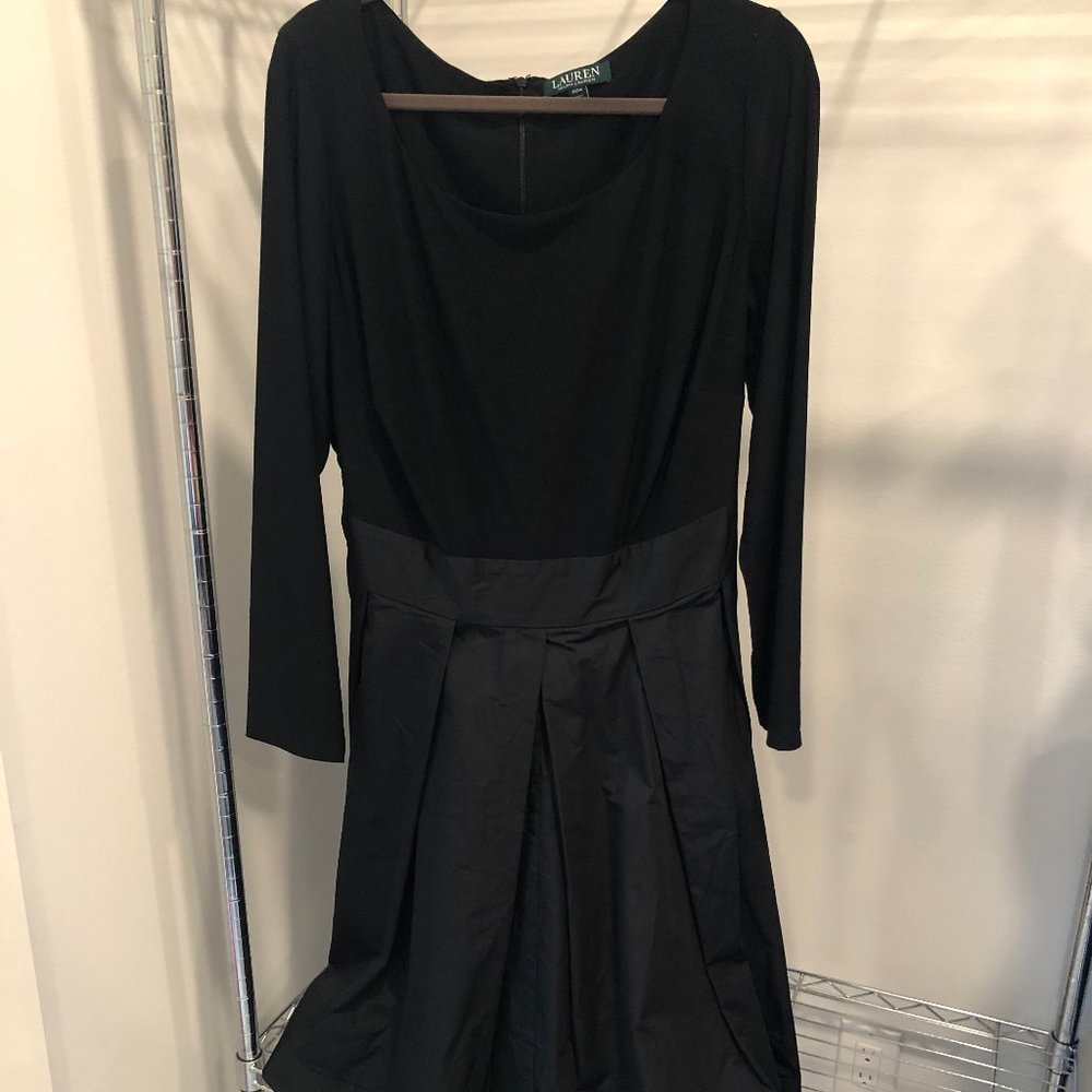 RALPH LAUREN black tie back long sleeve dress 20